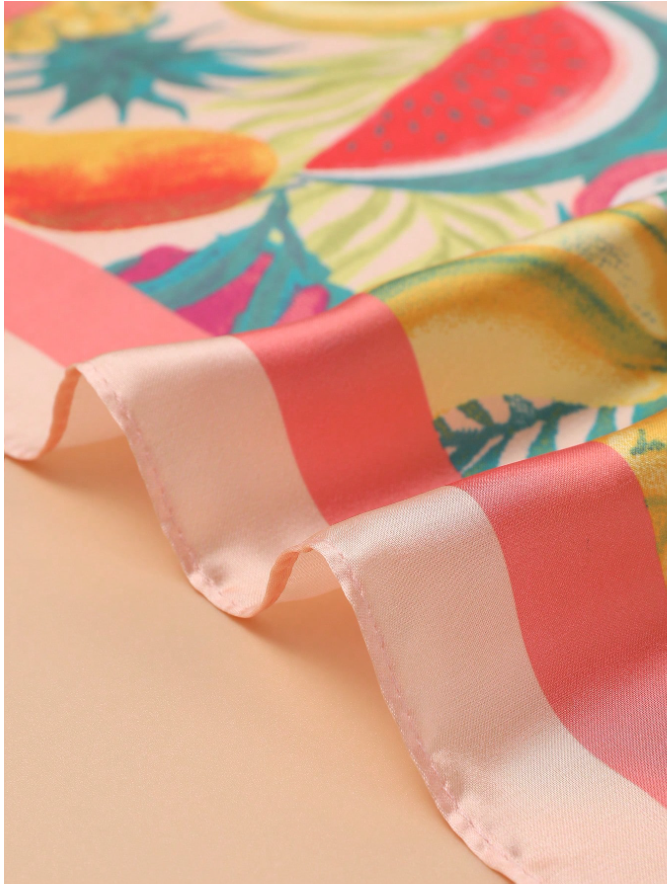 Pañuelo rosa estampado frutas tropicales - 5863