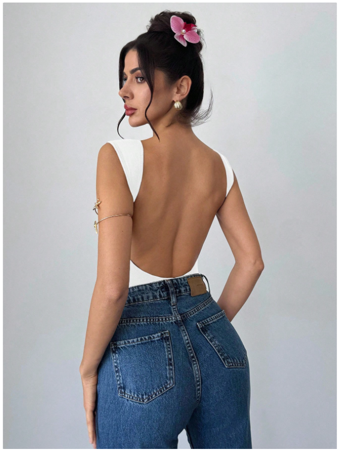 Bodysuit blanco espalda descubierta - 5865