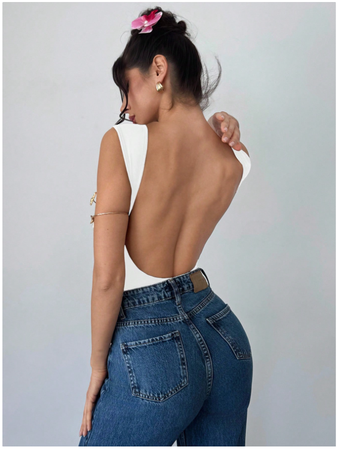 Bodysuit blanco espalda descubierta - 5865