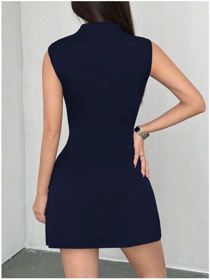 Vestido azul marino corto sin mangas - 5876