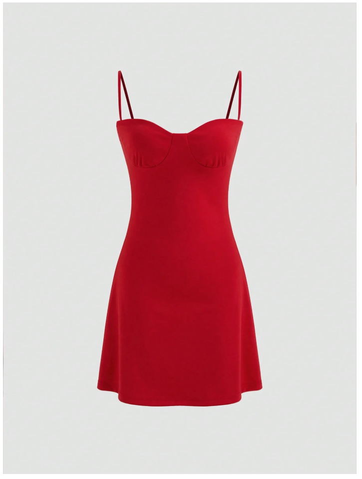 Vestido mini rojo de tirantes - 5877