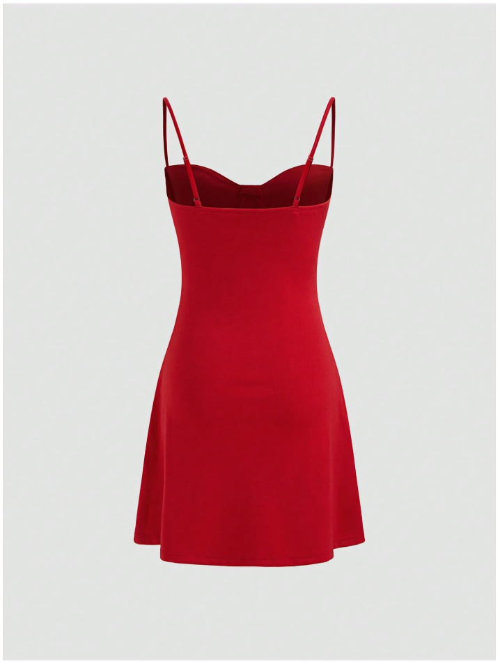 Vestido mini rojo de tirantes - 5877