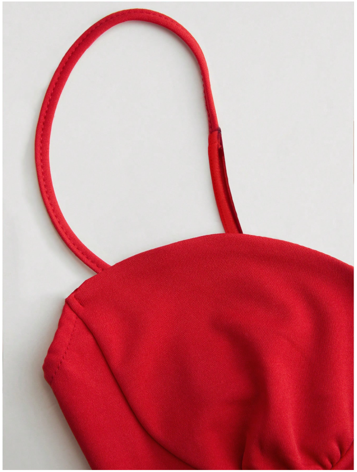 Vestido mini rojo de tirantes - 5877