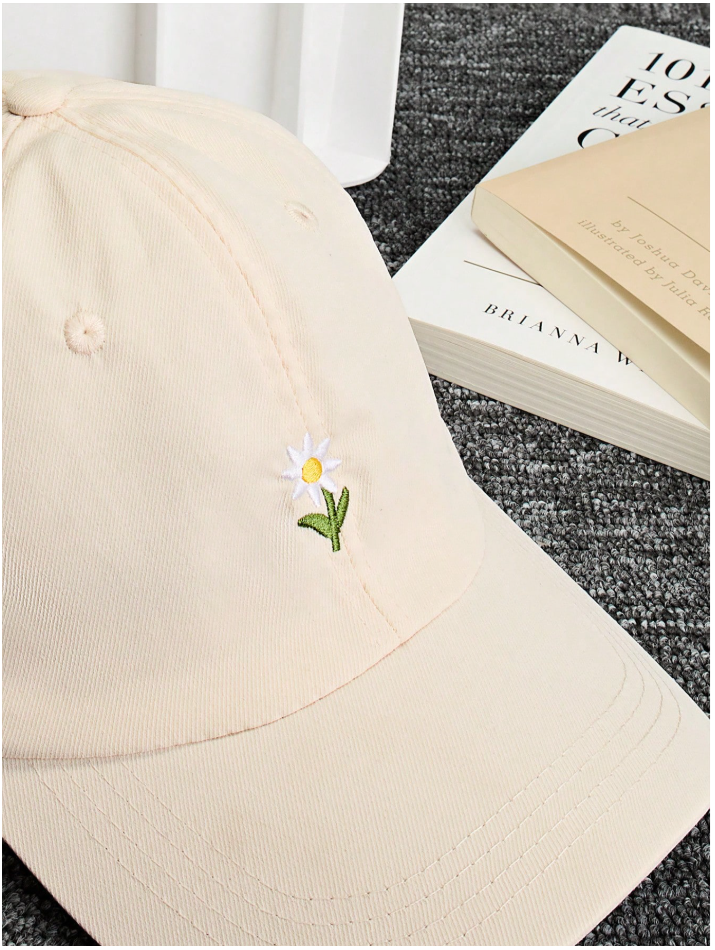 Gorra beige con flor bordada - 5879