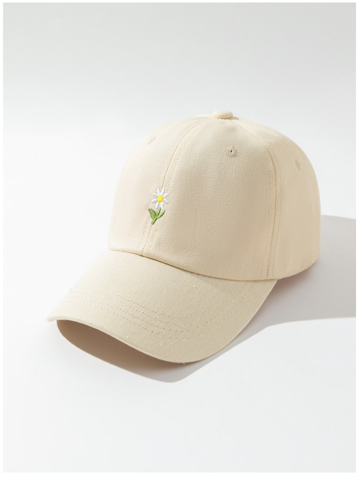 Gorra beige con flor bordada - 5879