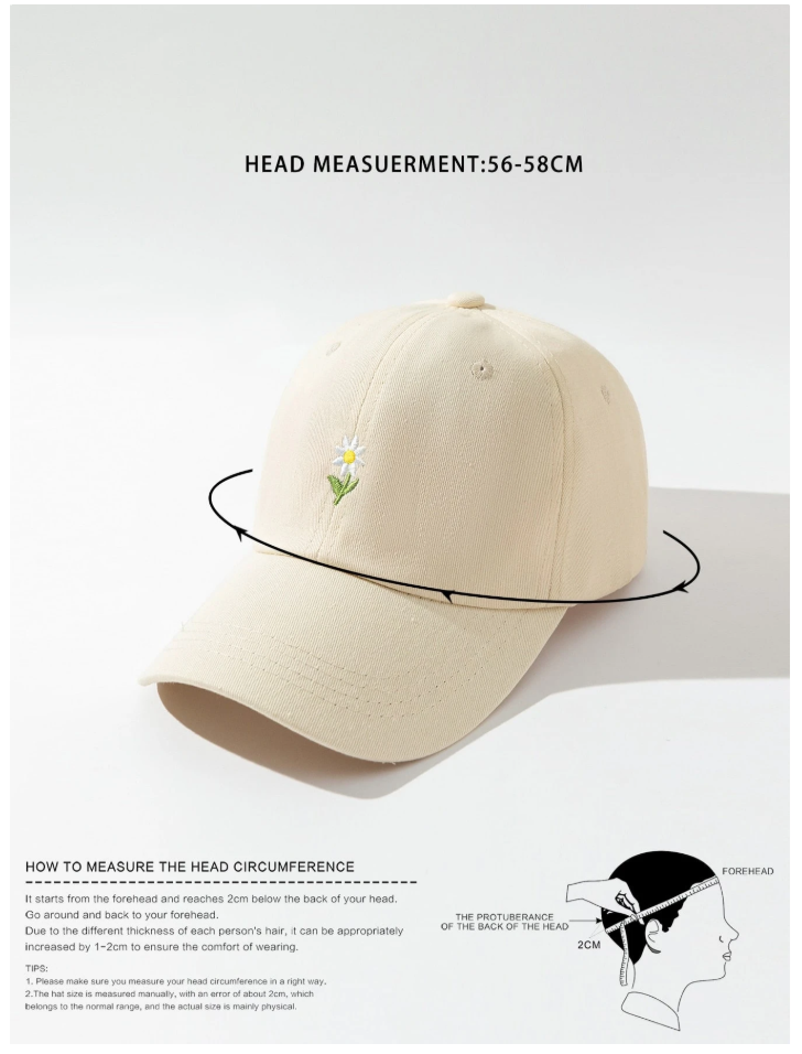 Gorra beige con flor bordada - 5879
