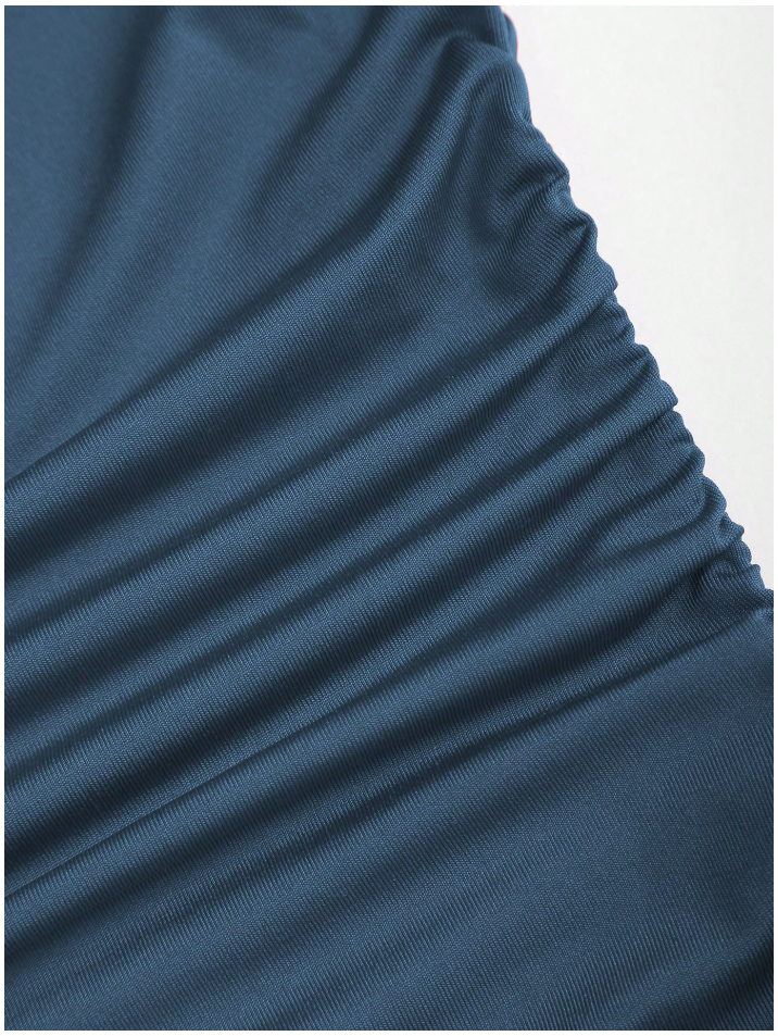 Vestido azul manga larga vuelo parte inferior - 5884