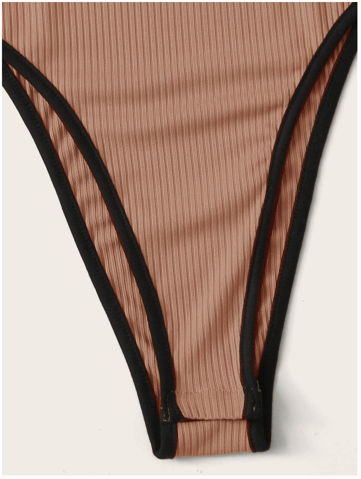 Bodysuit camel tejido canalé de tirantes - 5885