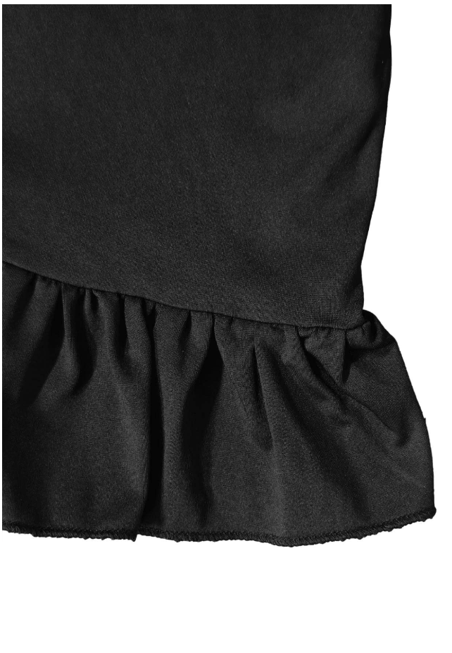 Vestido negro mini con lazos en tirantes ajustado al cuerpo - 5887