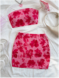 Set top & falda rosa estampado floral - 5891