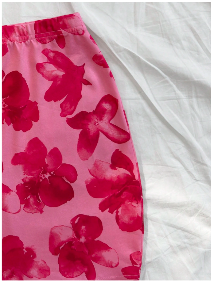 Set top & falda rosa estampado floral - 5891