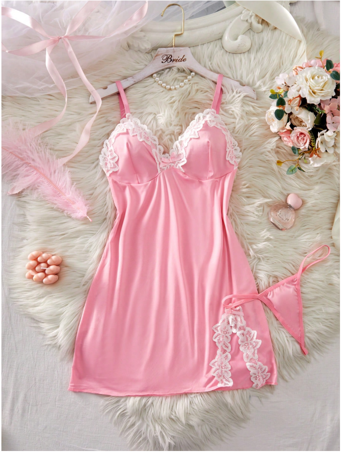 Camison rosa con encaje (incluye hilo) - 5893