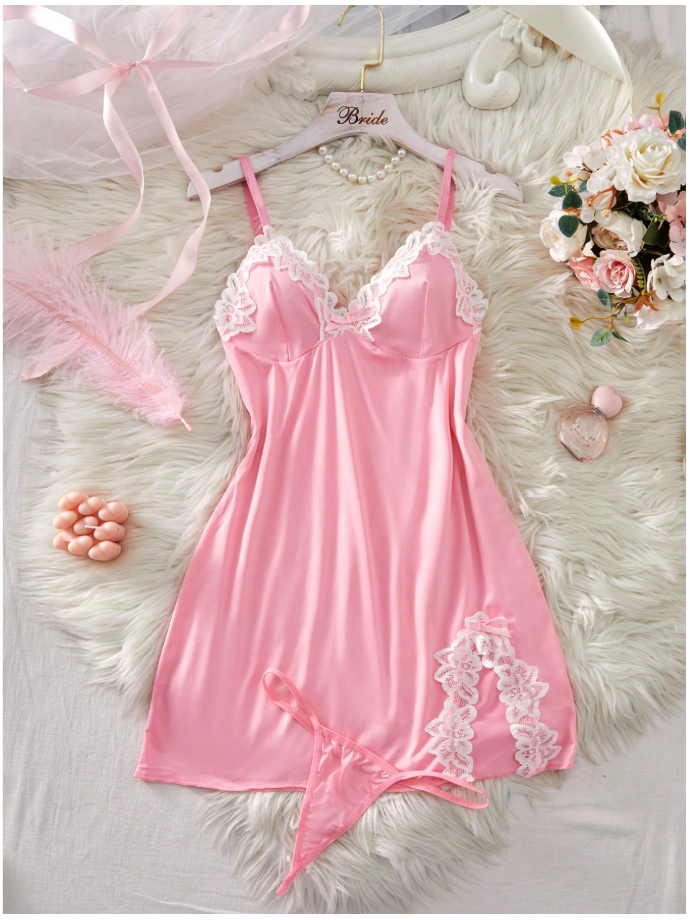 Camison rosa con encaje (incluye hilo) - 5893