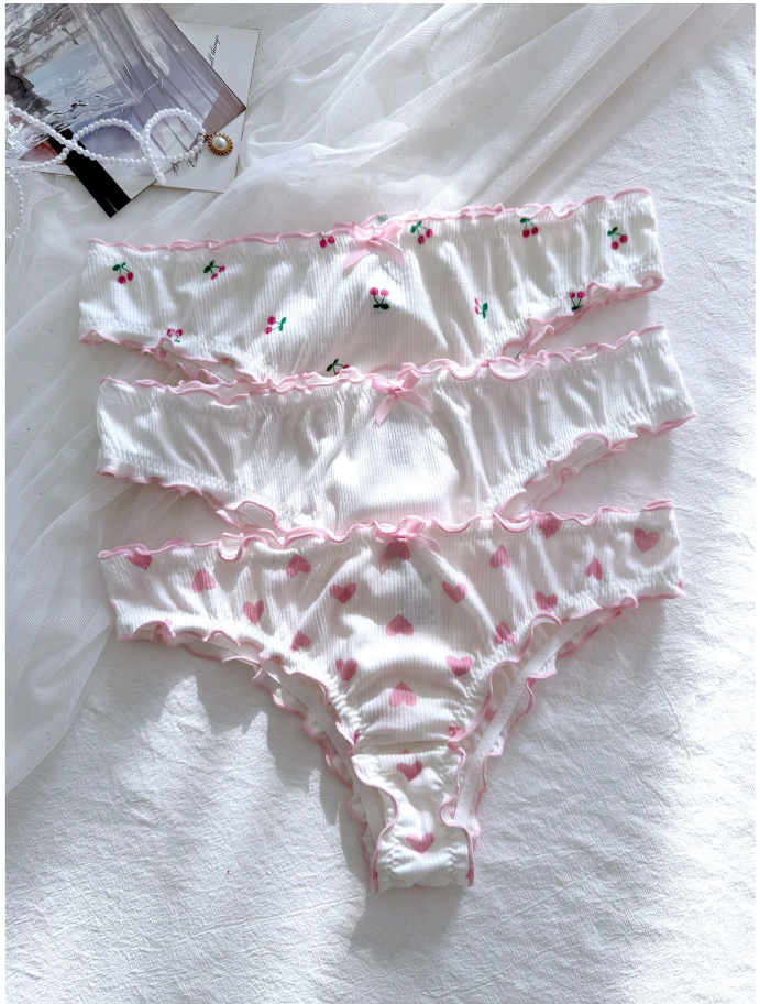 3 pack panty blancos acanalado con estampados - 5895