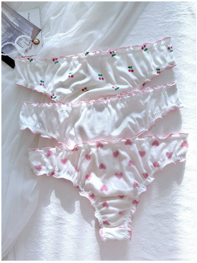 3 pack panty blancos acanalado con estampados - 5895