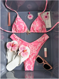 Traje de baño dos piezas rosa con estampado & estrella de mar - 5897