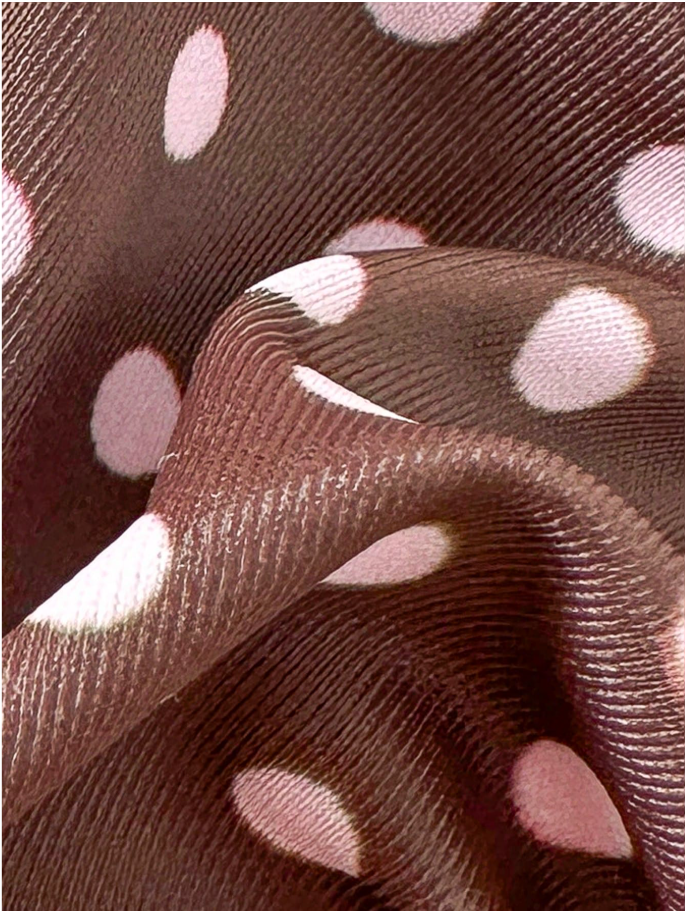 Traje de baño dos piezas marron con lunares bordes rosa - 5898