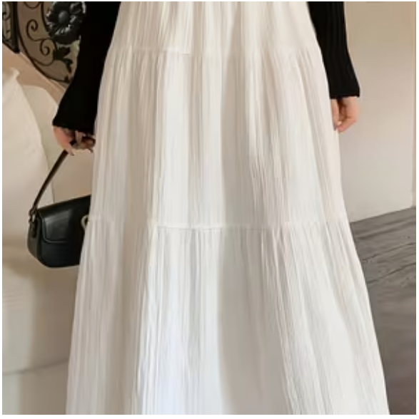 Falda blanca larga talle alto - 5901