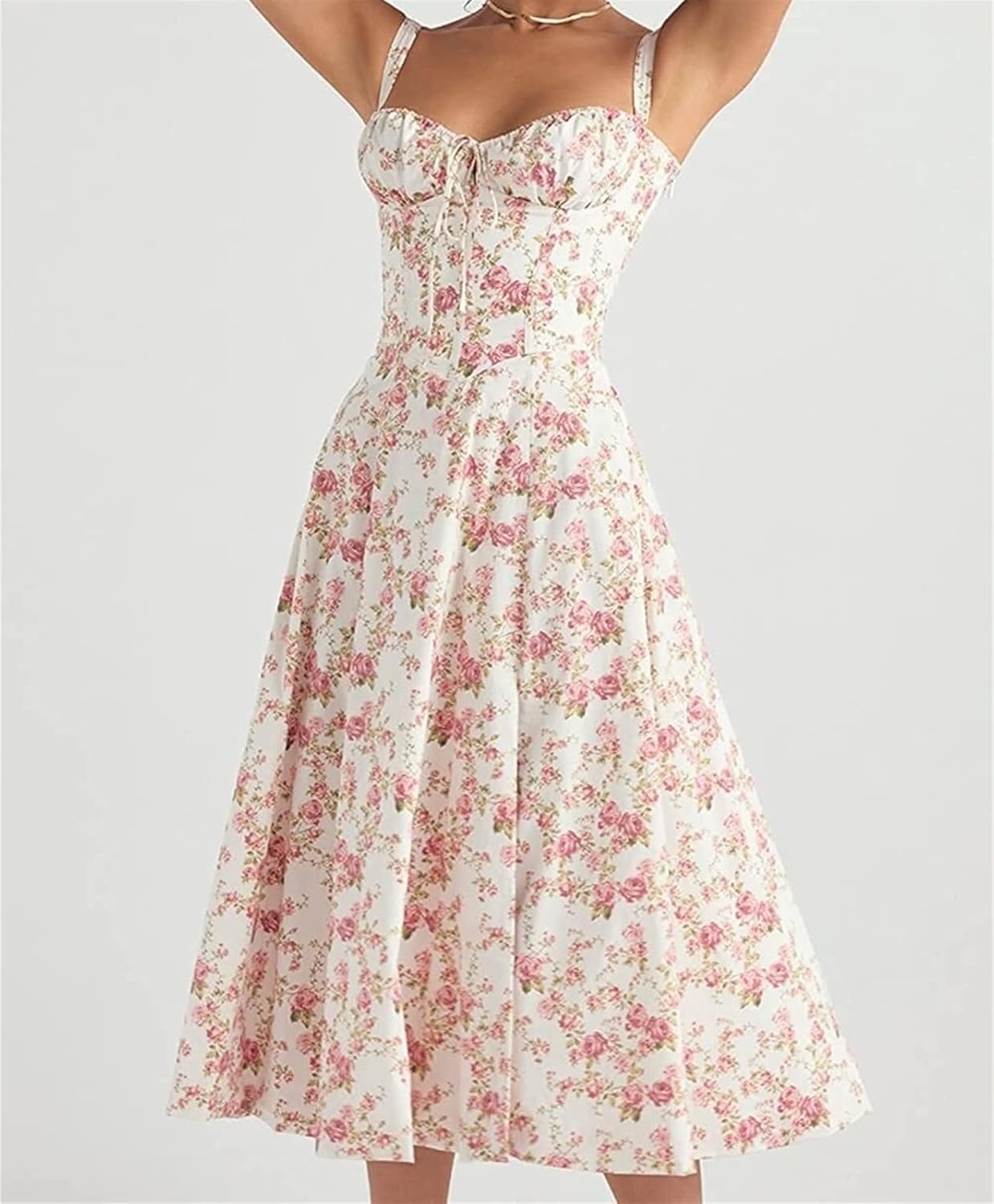 Vestido midi floral con abertura en pierna - 5902