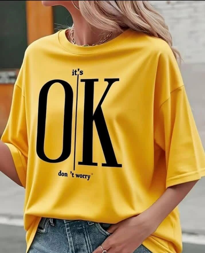 Camisa amarilla estampado it´s OK don´t worry oversize - 5909