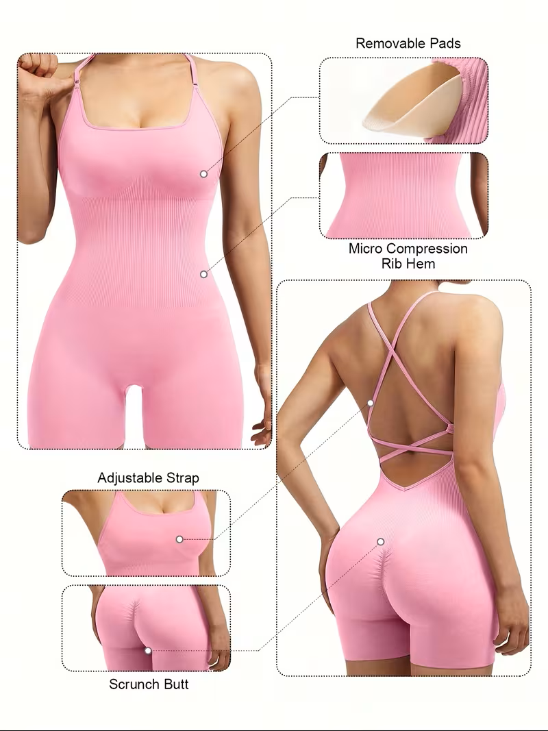 Enterizo rosa sport de tirantes - 5911