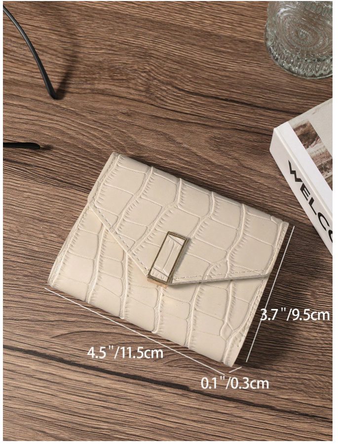 Billetera mini beige relieve de cocodrilo - 5914