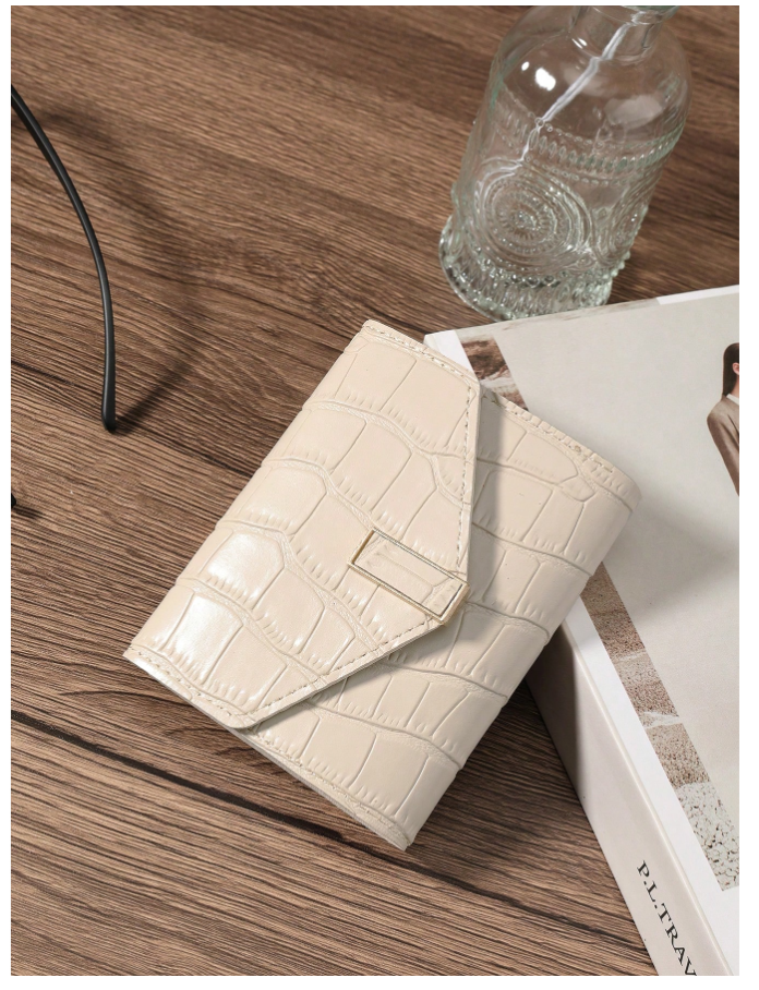 Billetera mini beige relieve de cocodrilo - 5914