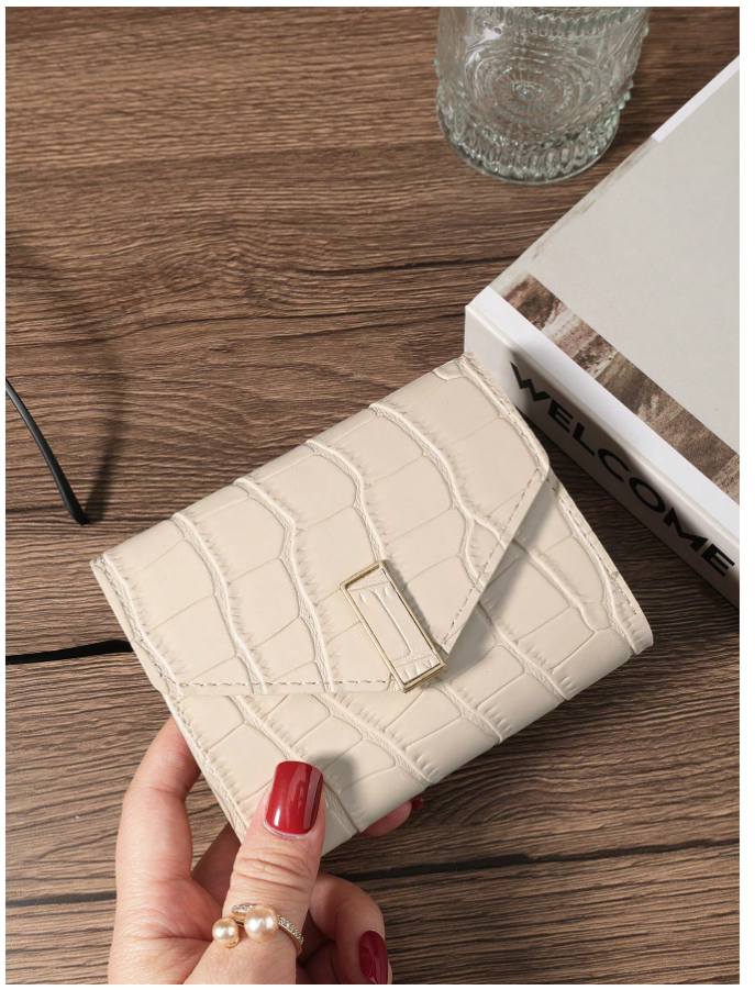 Billetera mini beige relieve de cocodrilo - 5914