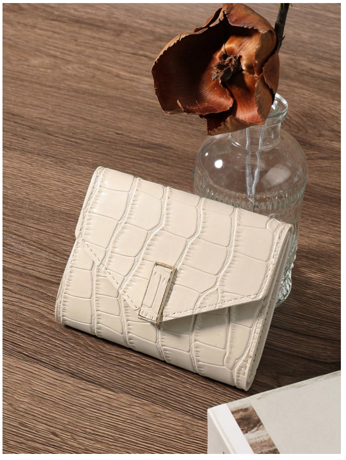 Billetera mini beige relieve de cocodrilo - 5914
