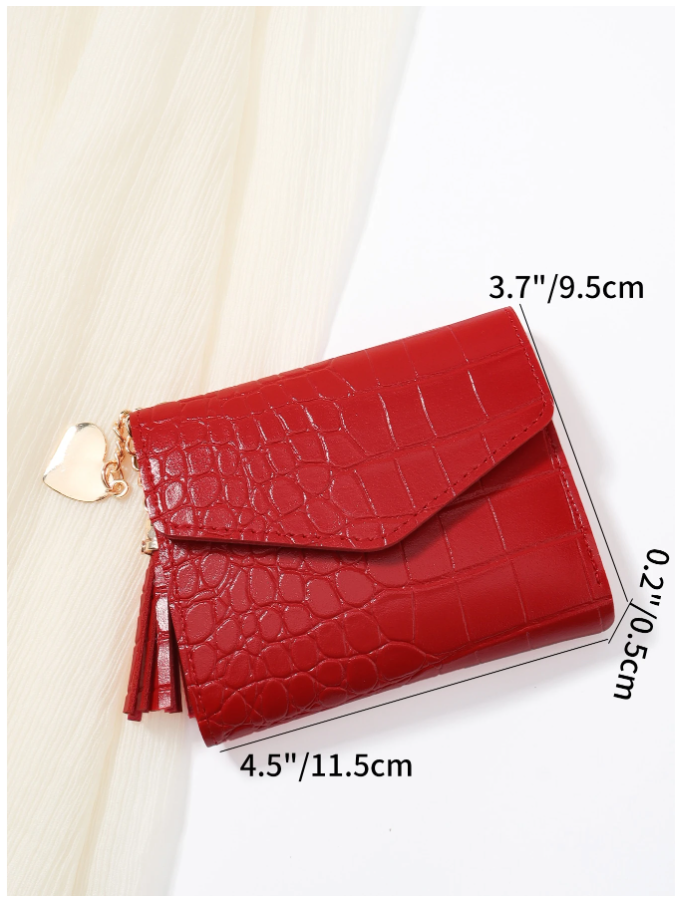Billetera mini roja relieve de cocodrilo - 5916