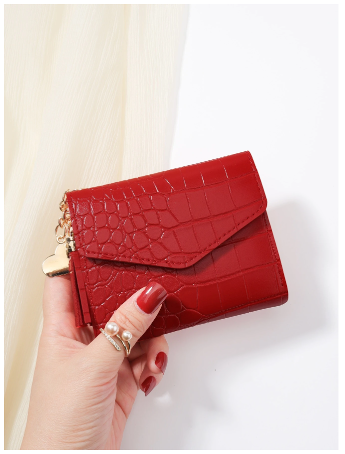 Billetera mini roja relieve de cocodrilo - 5916
