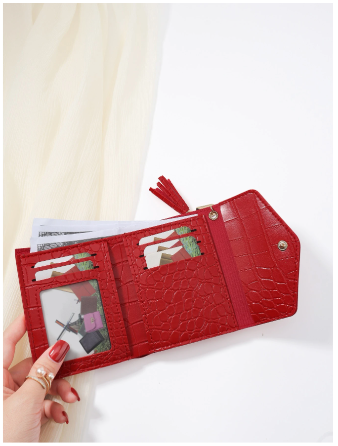 Billetera mini roja relieve de cocodrilo - 5916
