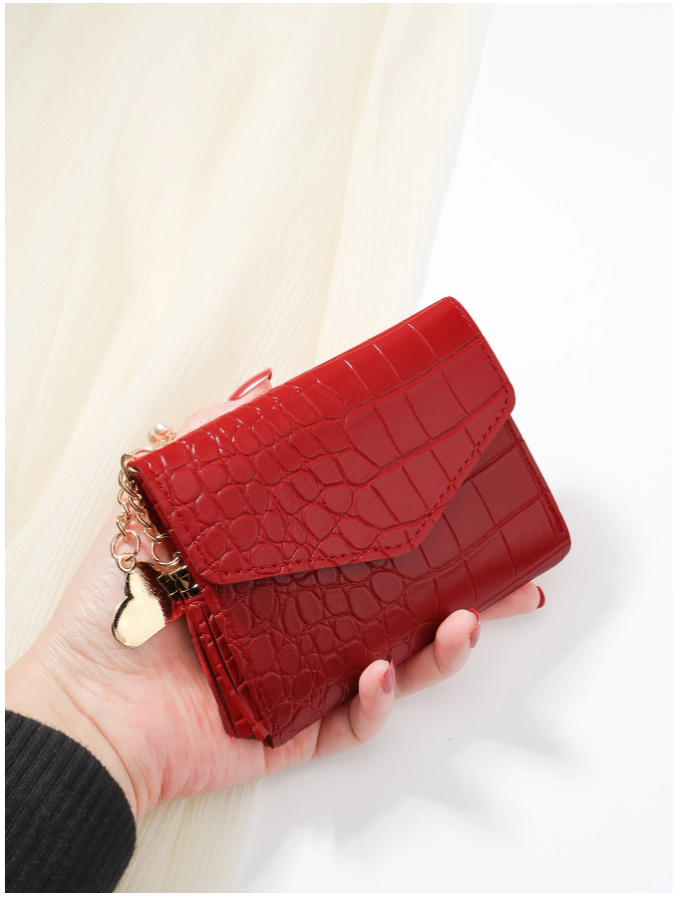 Billetera mini roja relieve de cocodrilo - 5916
