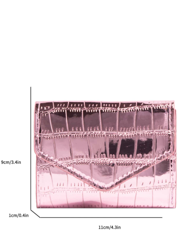 Billetera mini rosa brillante relieve de cocodrilo - 5920