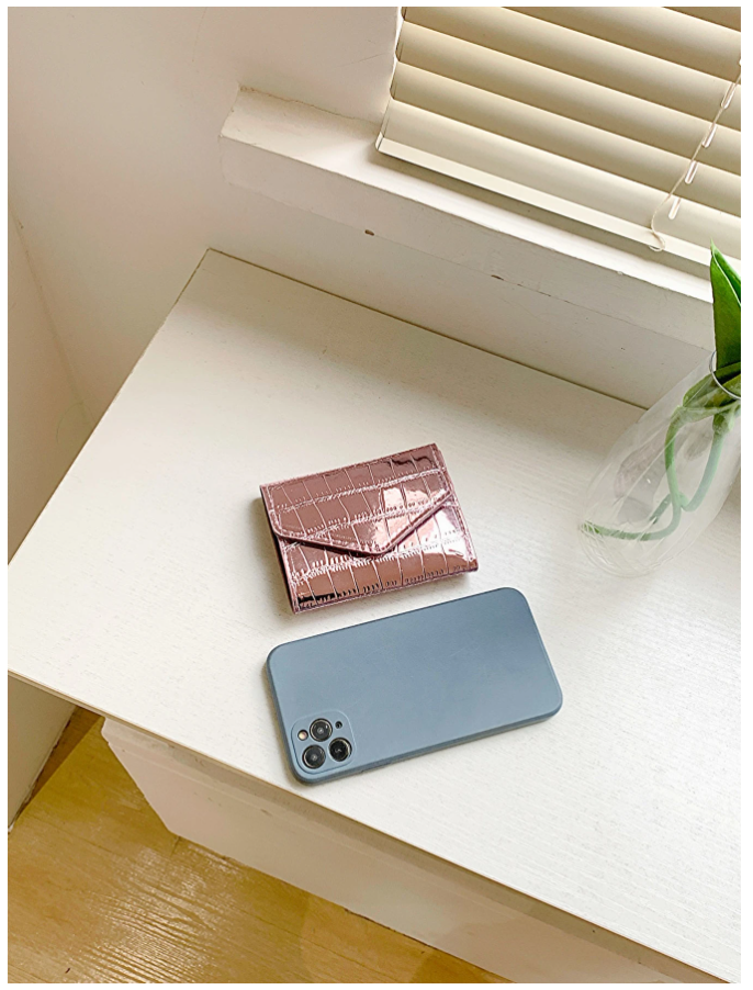 Billetera mini rosa brillante relieve de cocodrilo - 5920