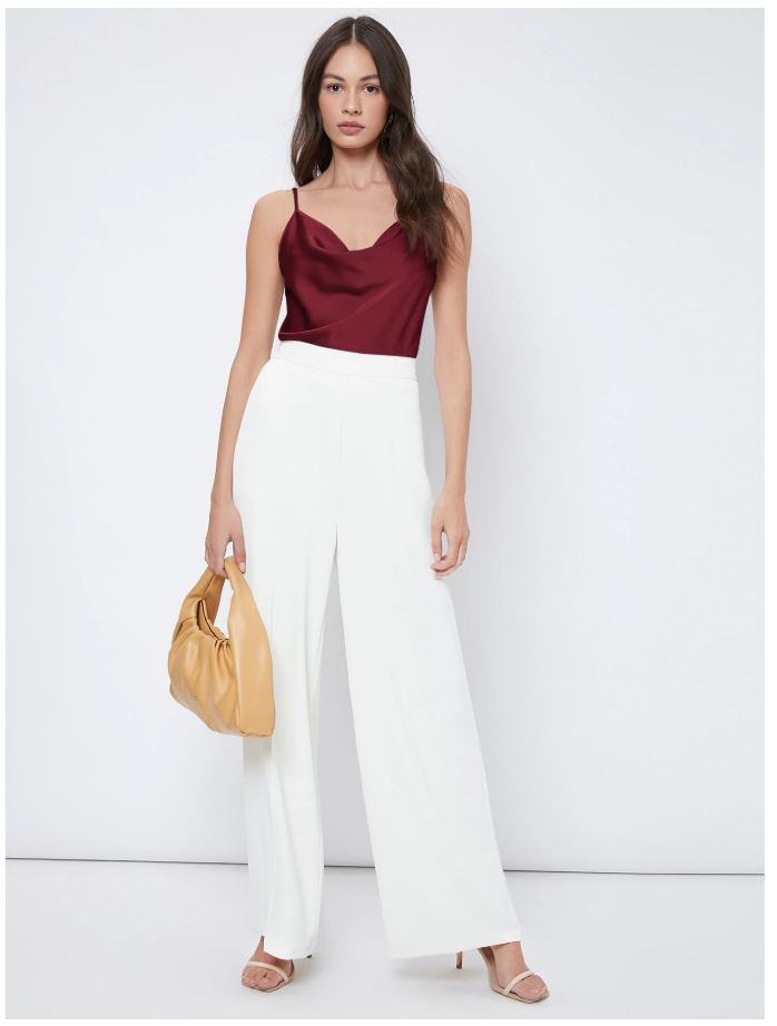 Crop top burdeos de saten con tirantes - 5921