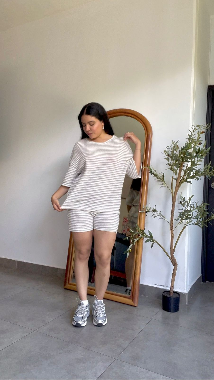 Set estilo crochet a rayas top & short - 5925