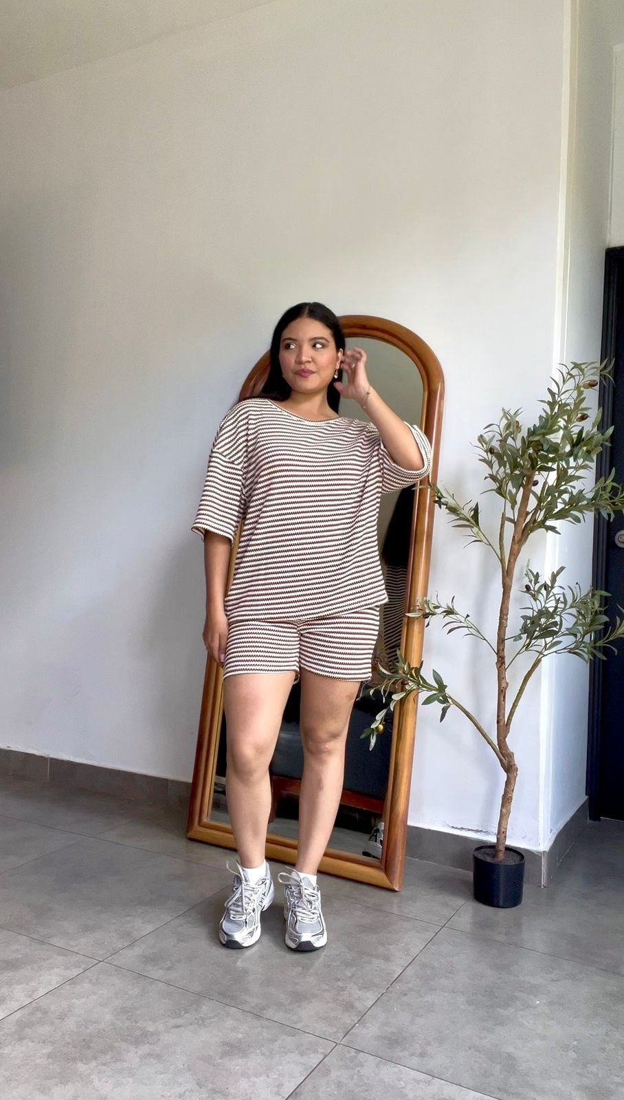 Set estilo crochet a rayas top & short - 5925