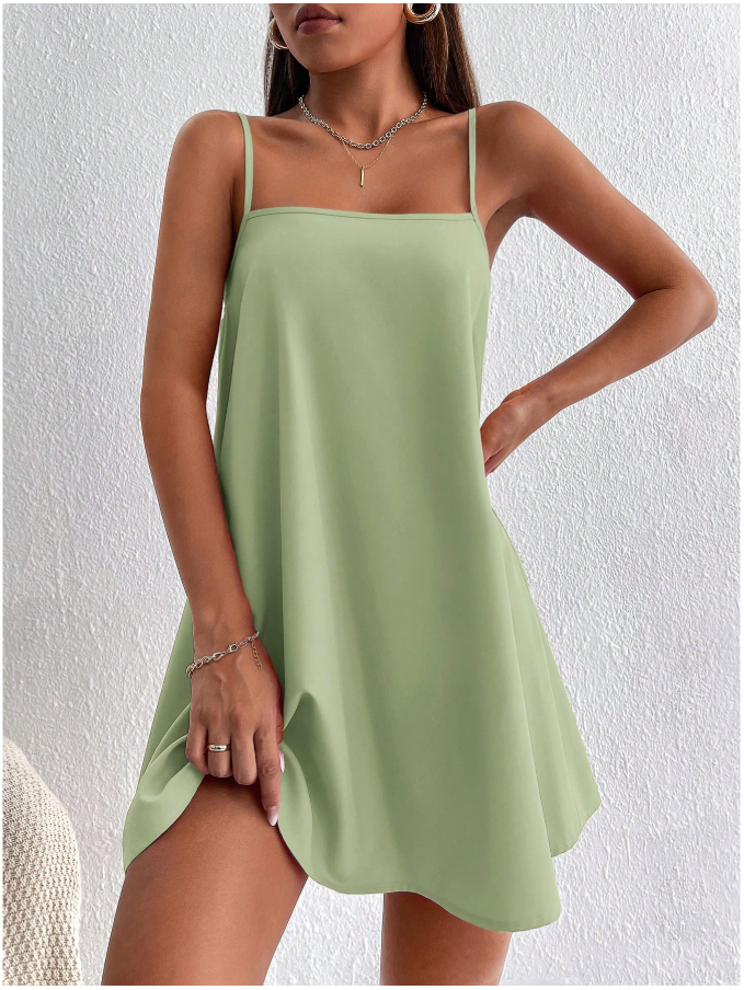 Vestido verde menta básico de tirantes - 5928