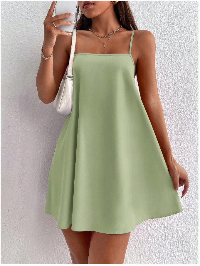 Vestido verde menta básico de tirantes - 5928