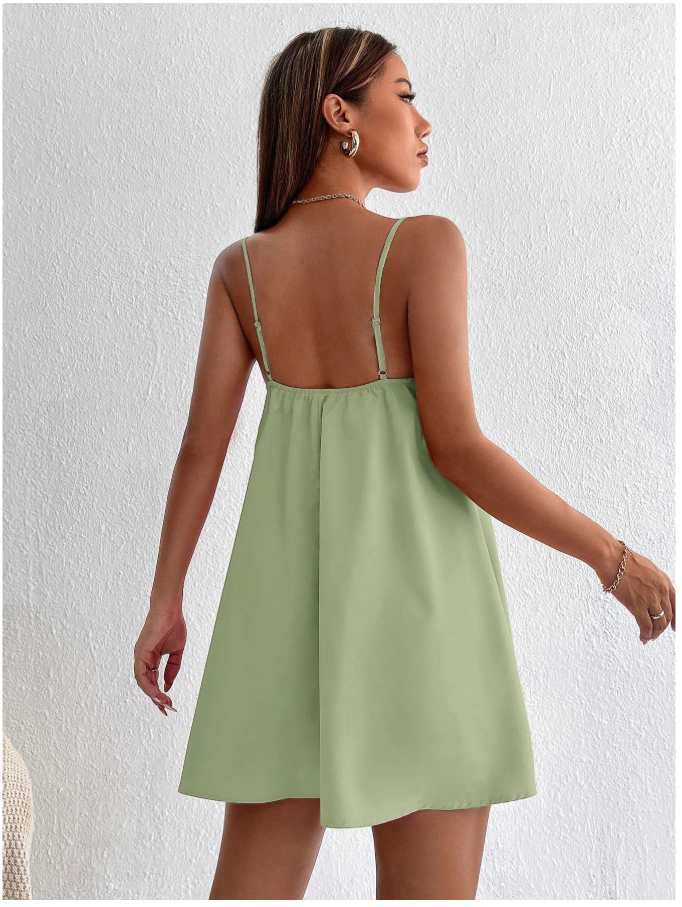 Vestido verde menta básico de tirantes - 5928
