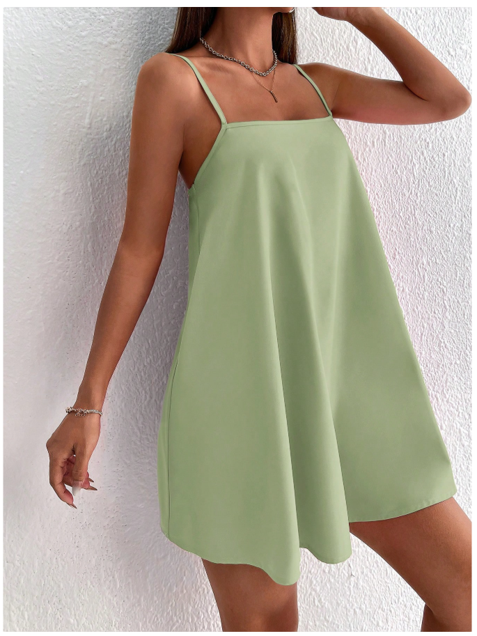 Vestido verde menta básico de tirantes - 5928