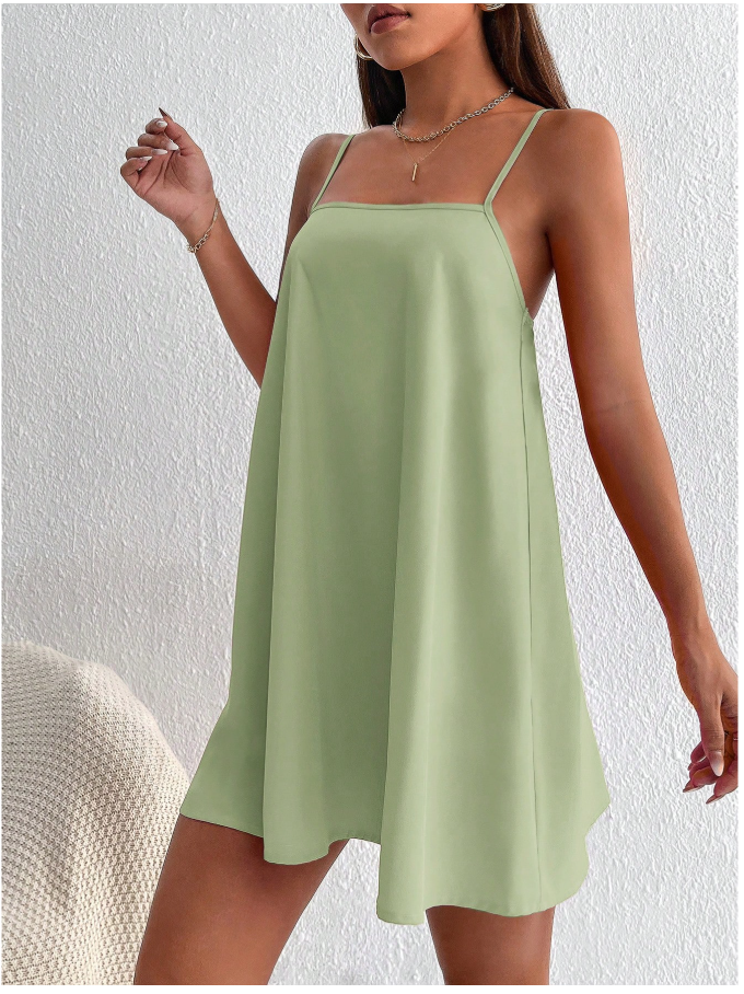 Vestido verde menta básico de tirantes - 5928