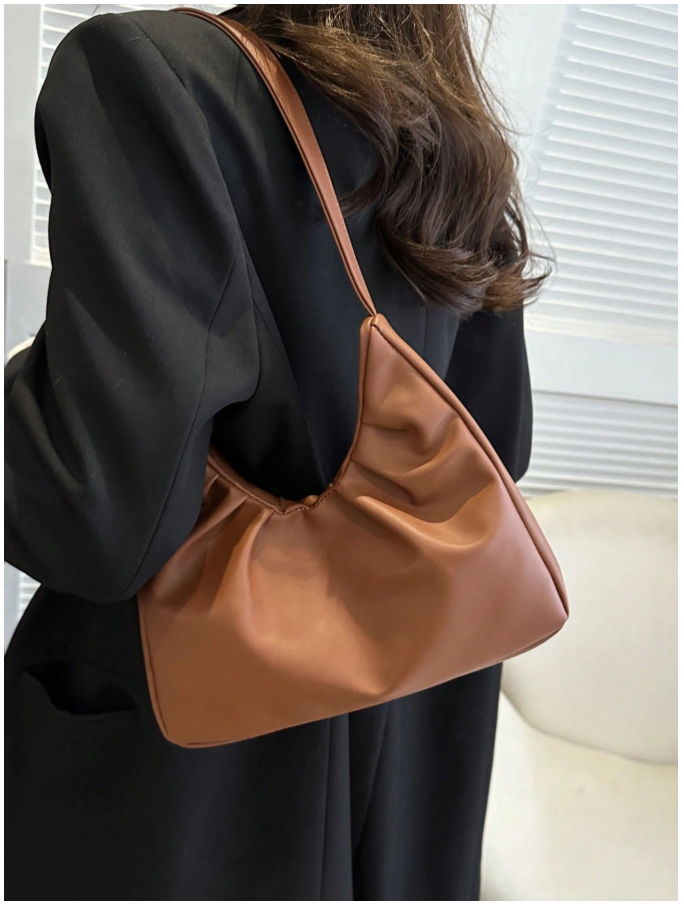 Cartera marrón estilo plisada - 5931