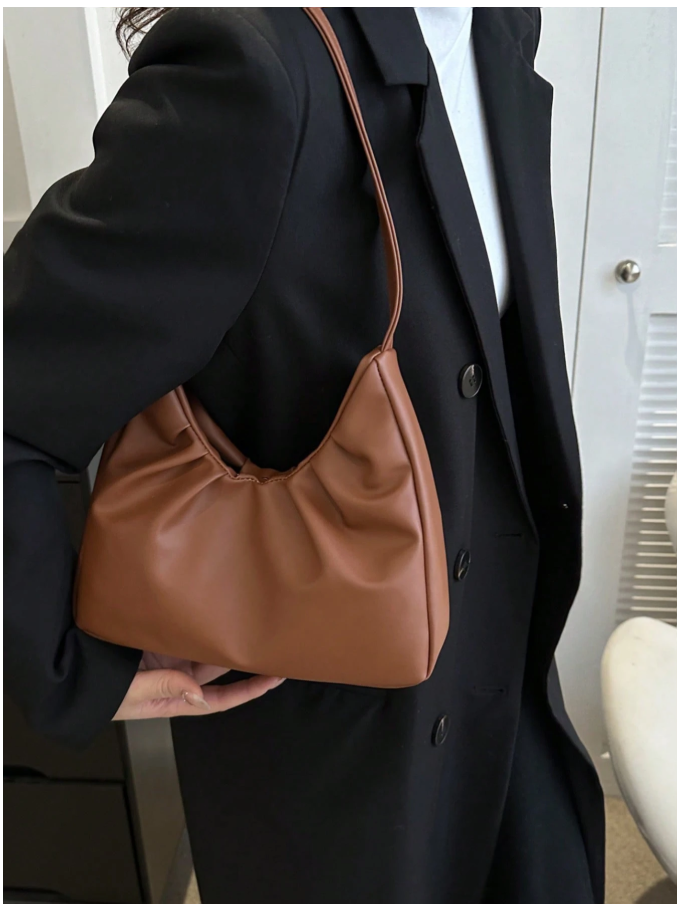 Cartera marrón estilo plisada - 5931