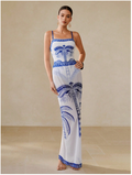 Traje de baño blanco una pieza estampados azules & pareo - 5933