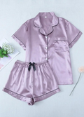 Pijama púrpura de saten dos piezas - 5934
