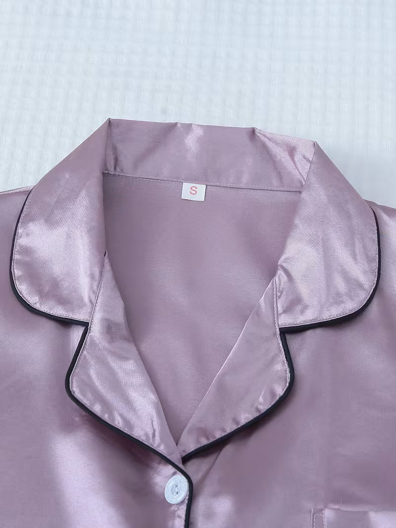 Pijama púrpura de saten dos piezas - 5934