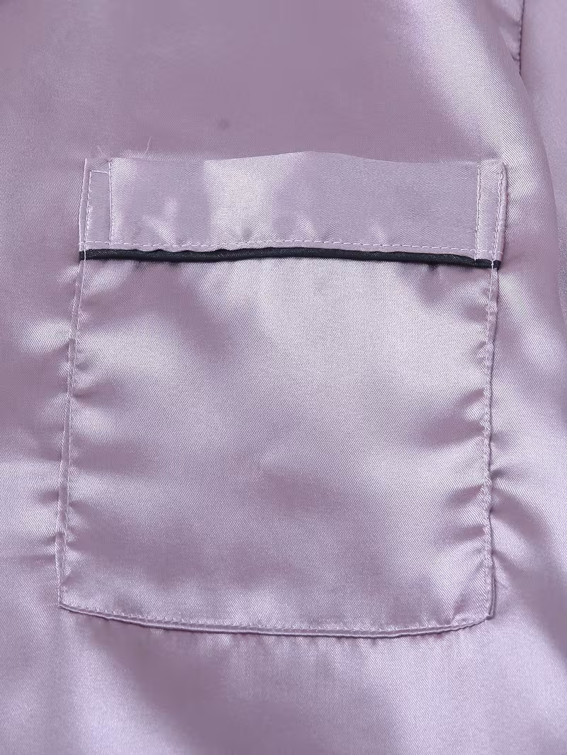 Pijama púrpura de saten dos piezas - 5934