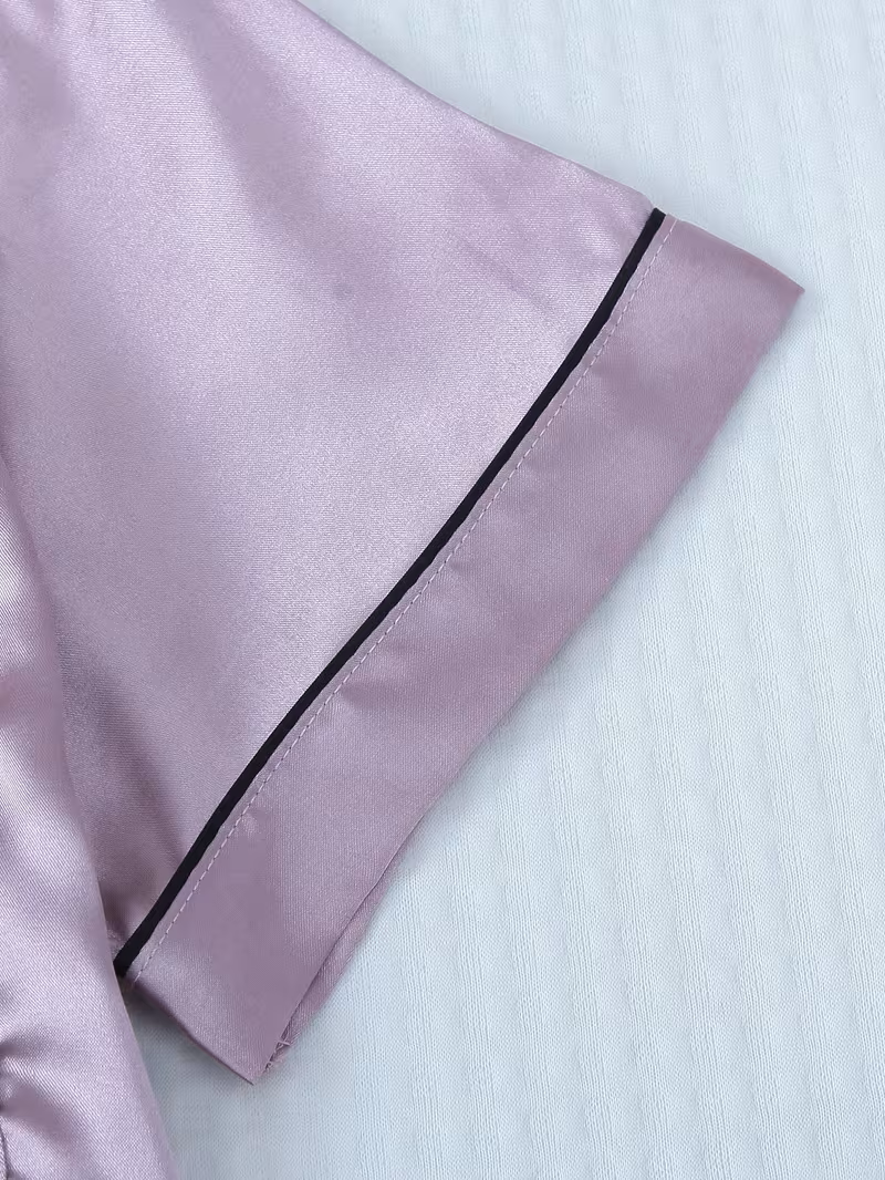 Pijama púrpura de saten dos piezas - 5934